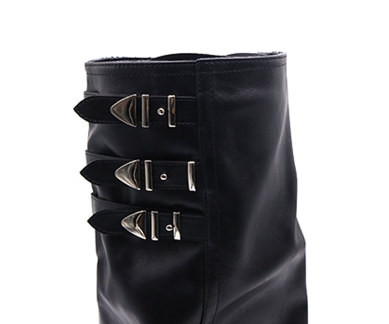 black folded calf boot