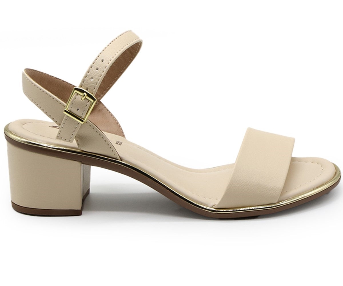 br gold trimmed cream sandal