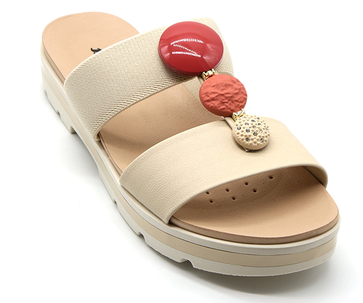 dry tech cream embellished slide