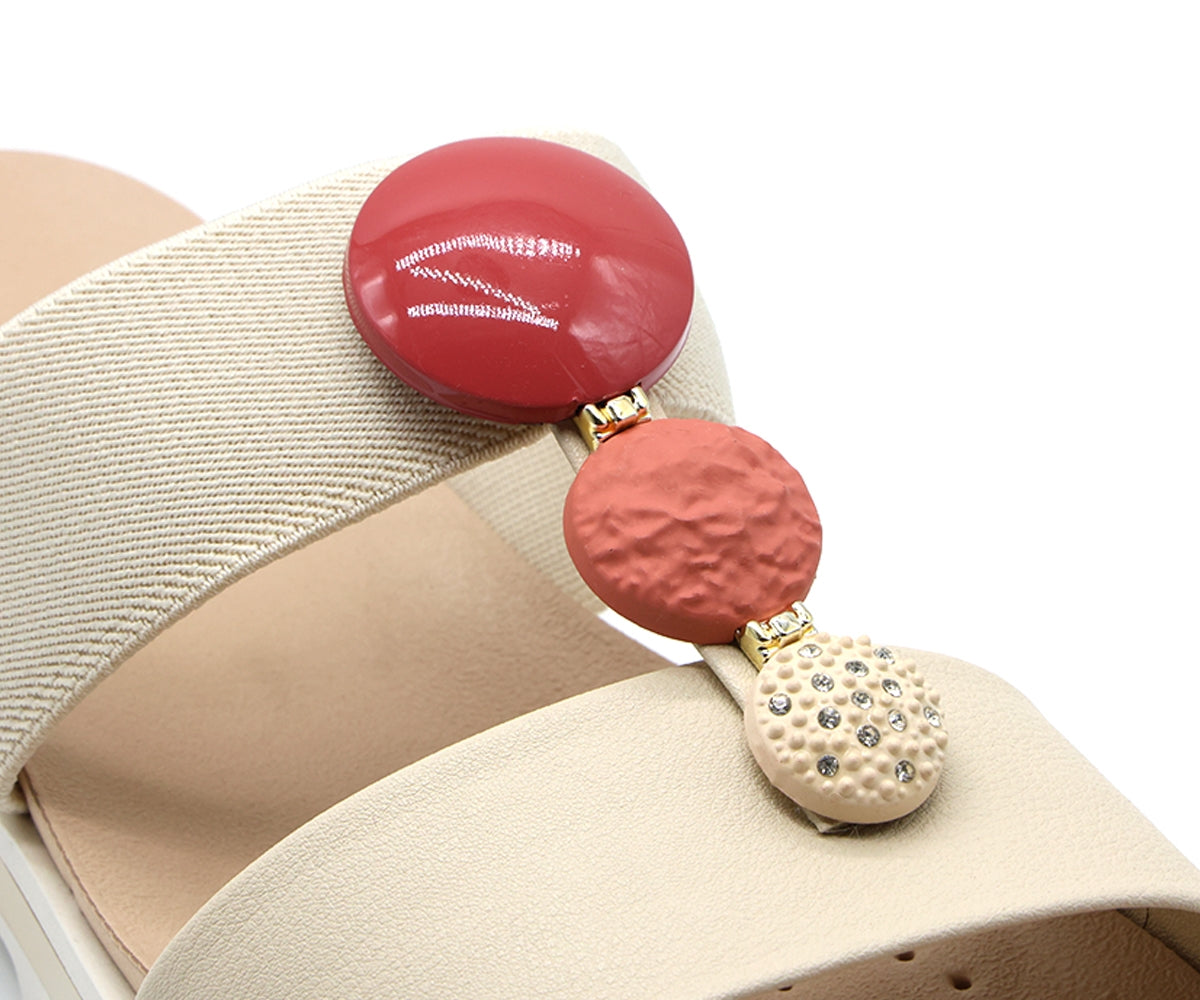 dry tech cream embellished slide