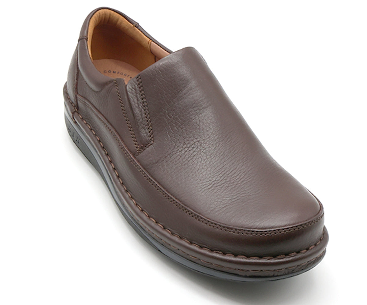 premium leather air tech brown slip-ons