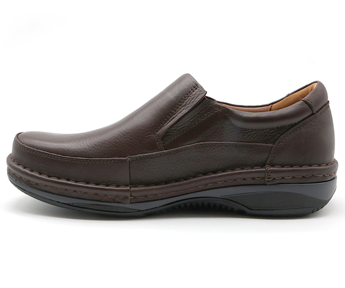 premium leather air tech brown slip-ons