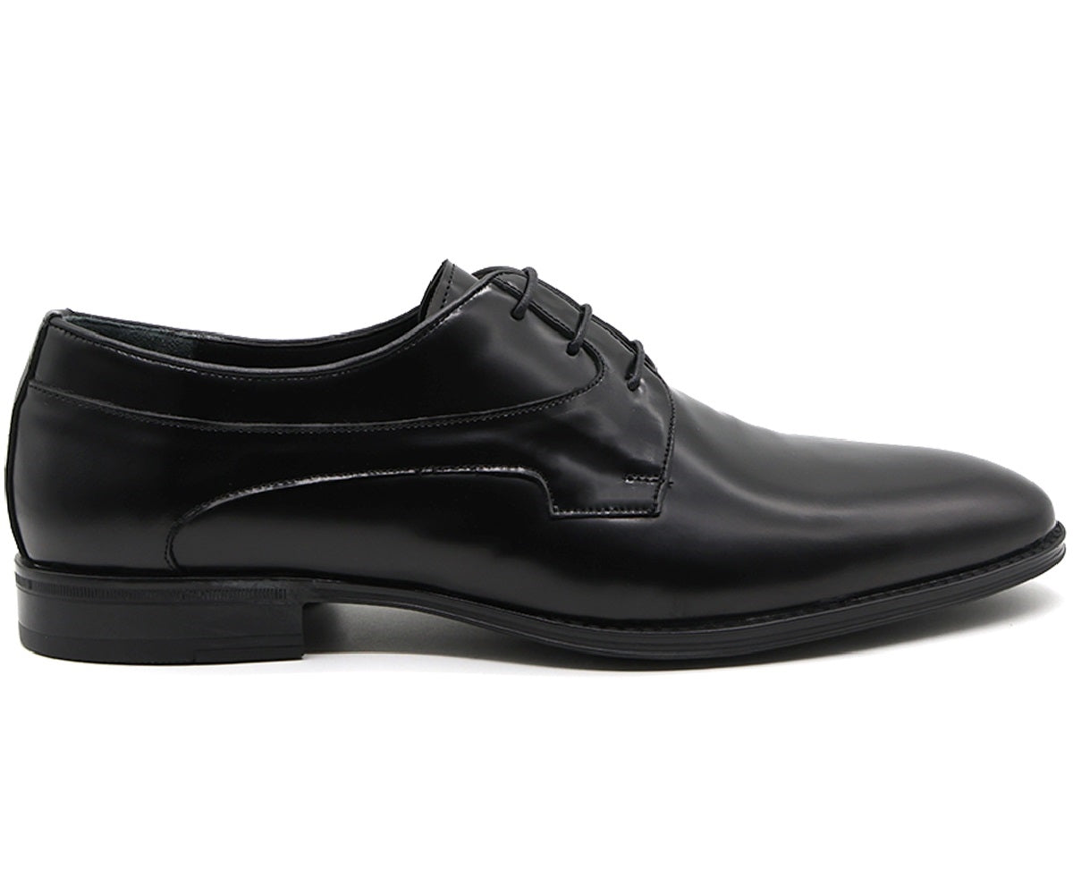 premium leather black derby lace-ups
