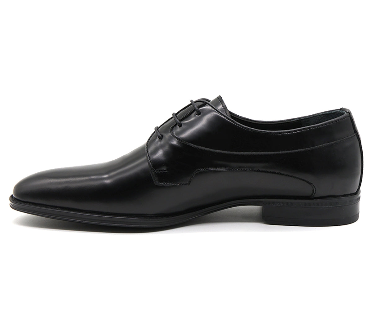 premium leather black derby lace-ups