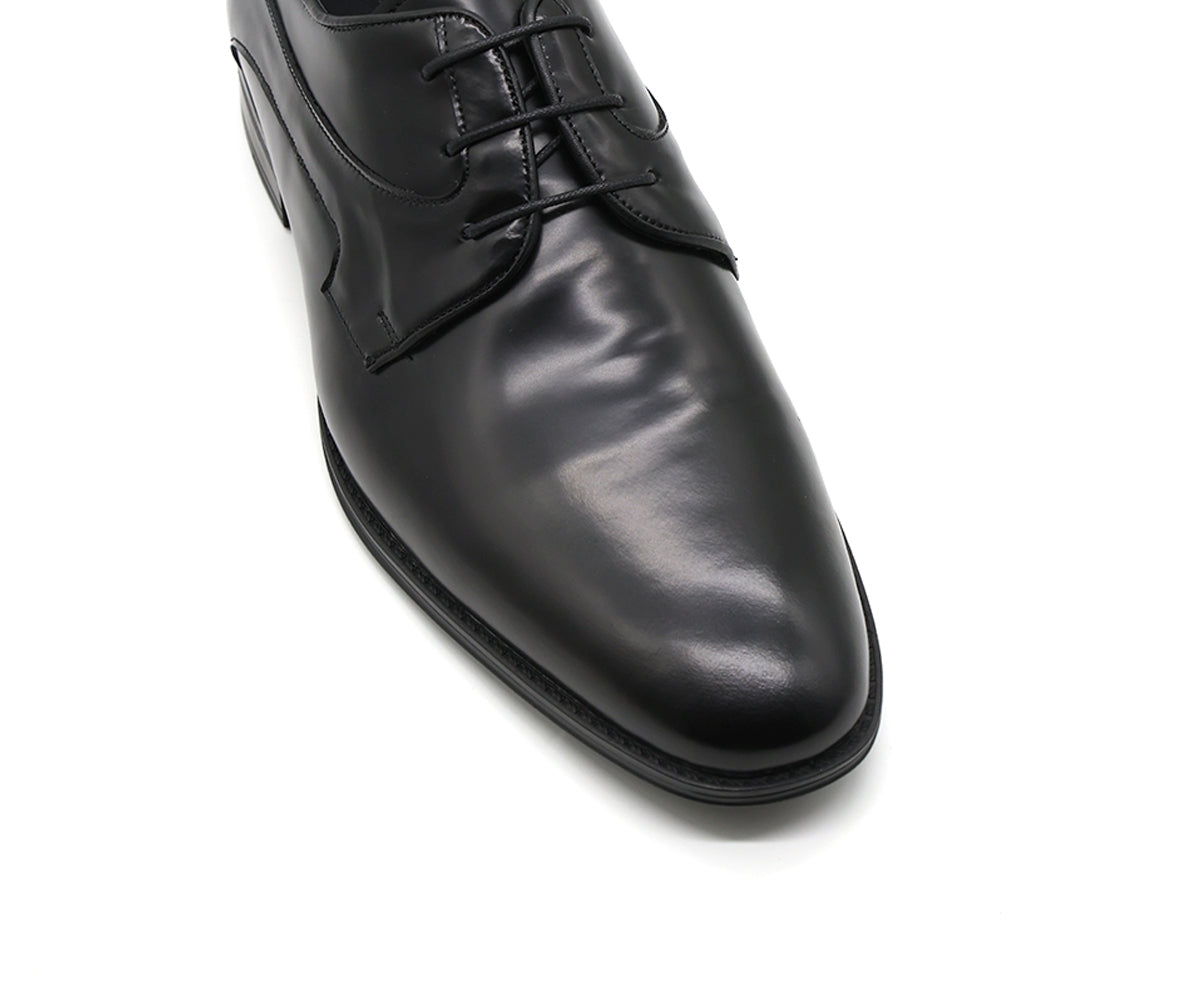 premium leather black derby lace-ups