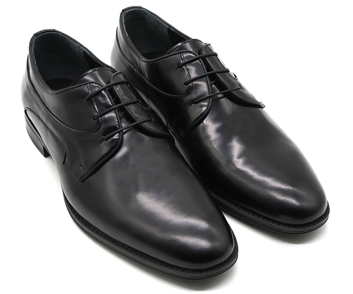 premium leather black derby lace-ups