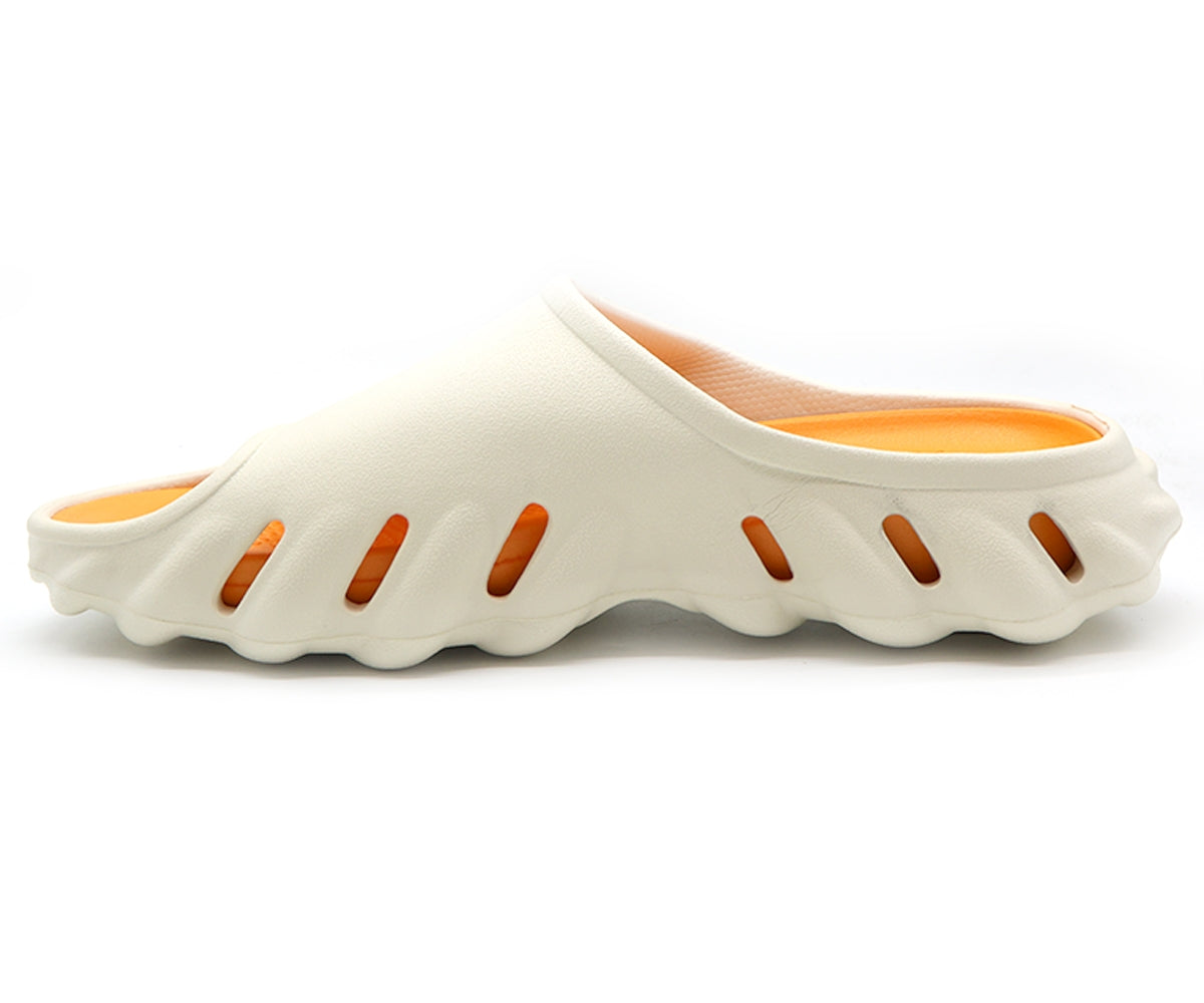 beige & orange pool slides