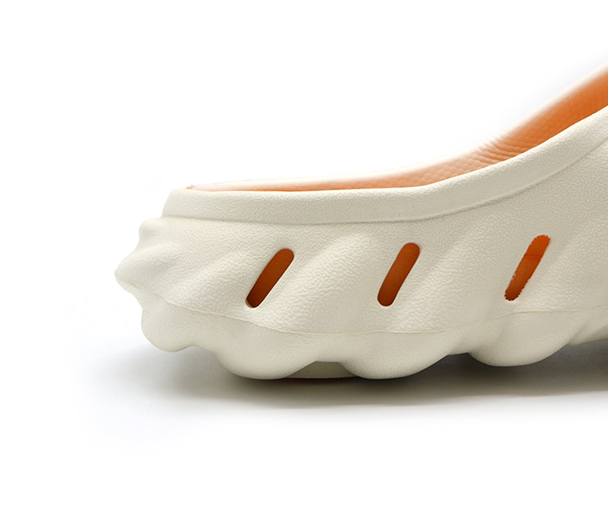 beige & orange pool slides