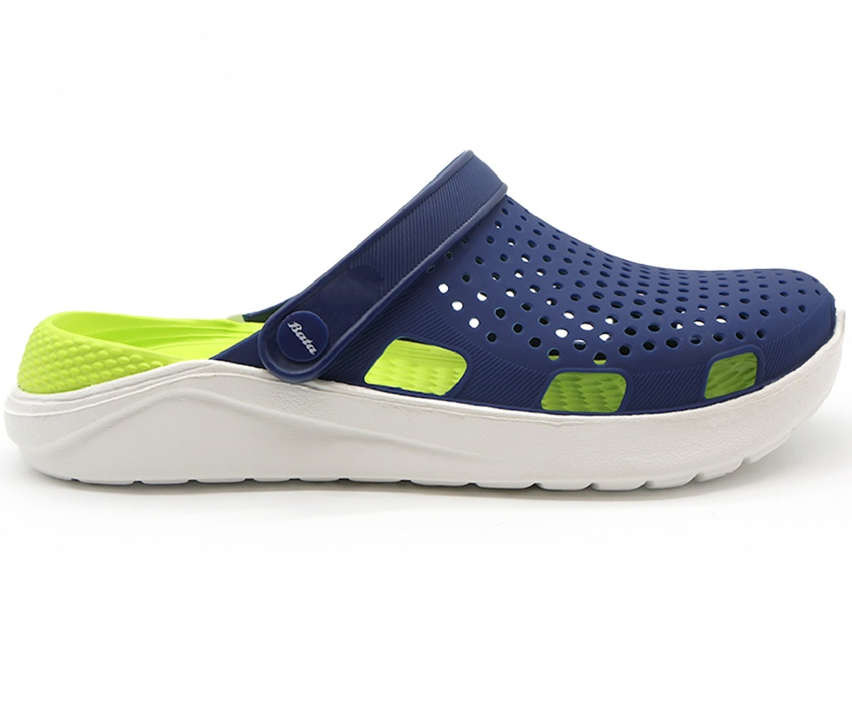 navy & green foam clogs