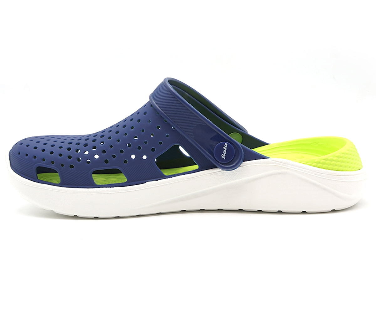 navy & green foam clogs
