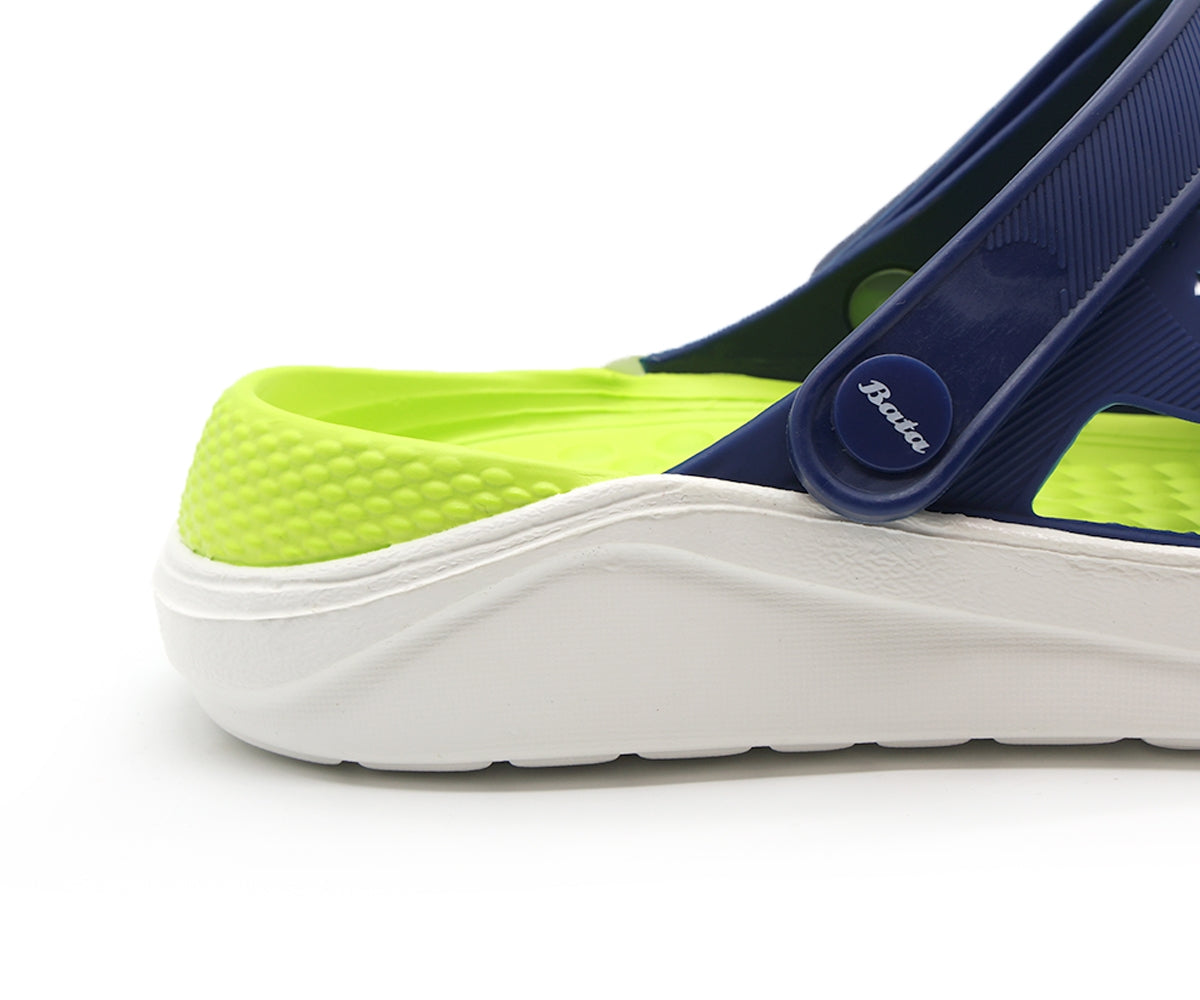 navy & green foam clogs