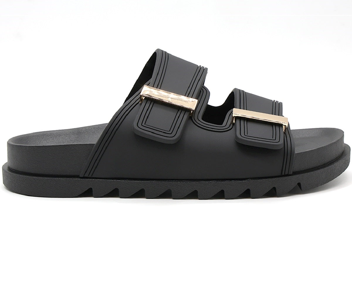 black dbl buckled pool slides