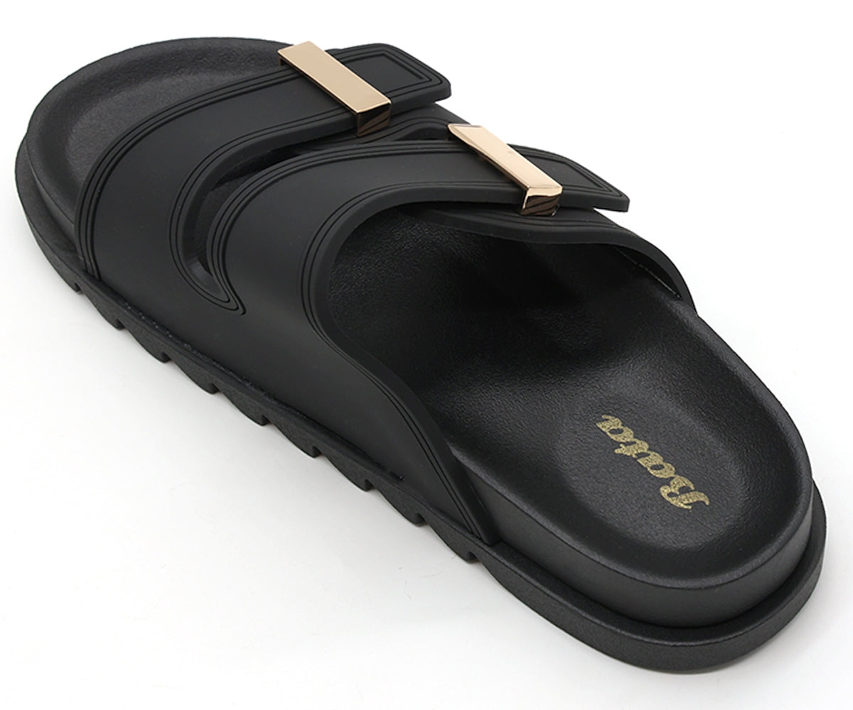 black dbl buckled pool slides