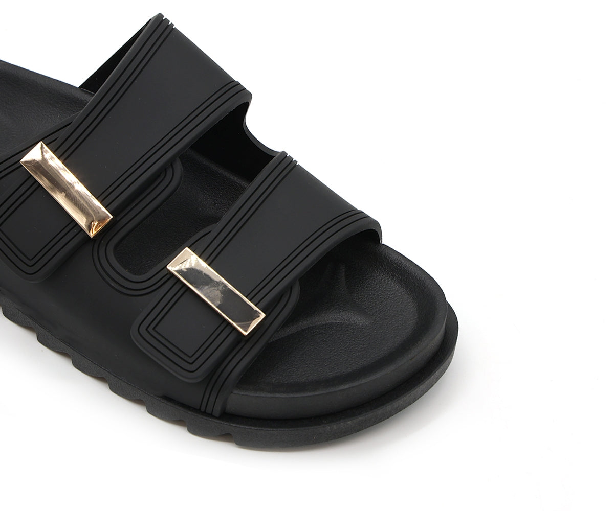 black dbl buckled pool slides