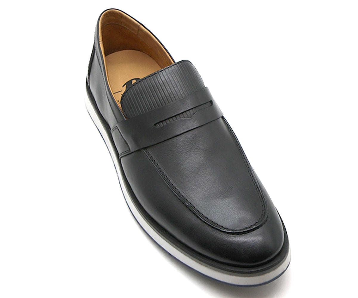 b premium contrast black slip-ons