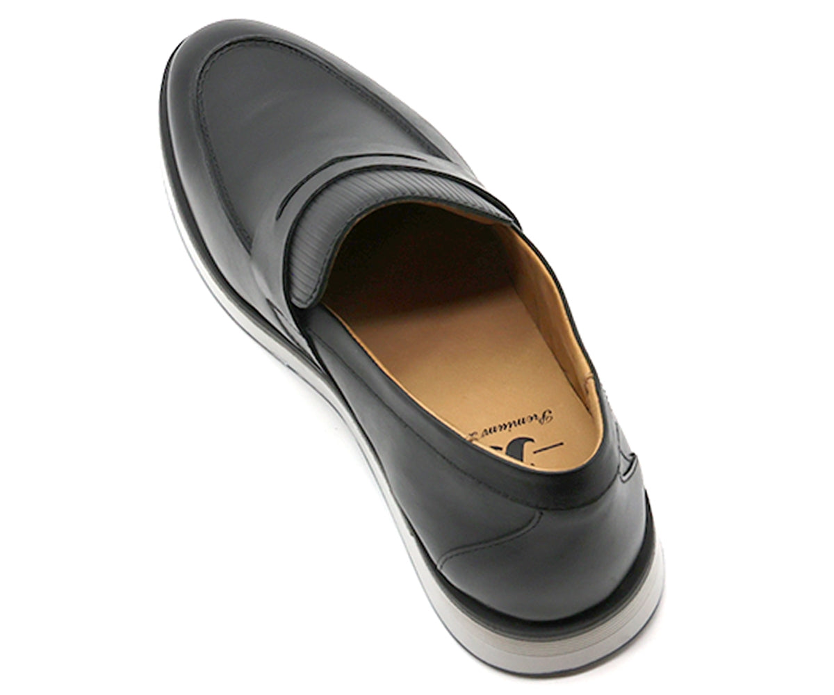b premium contrast black slip-ons