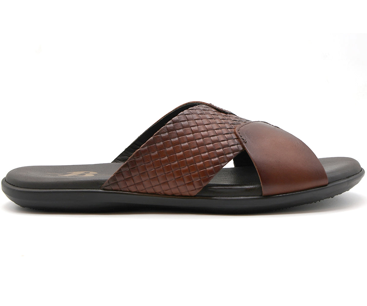 b premium brown criss cross slide