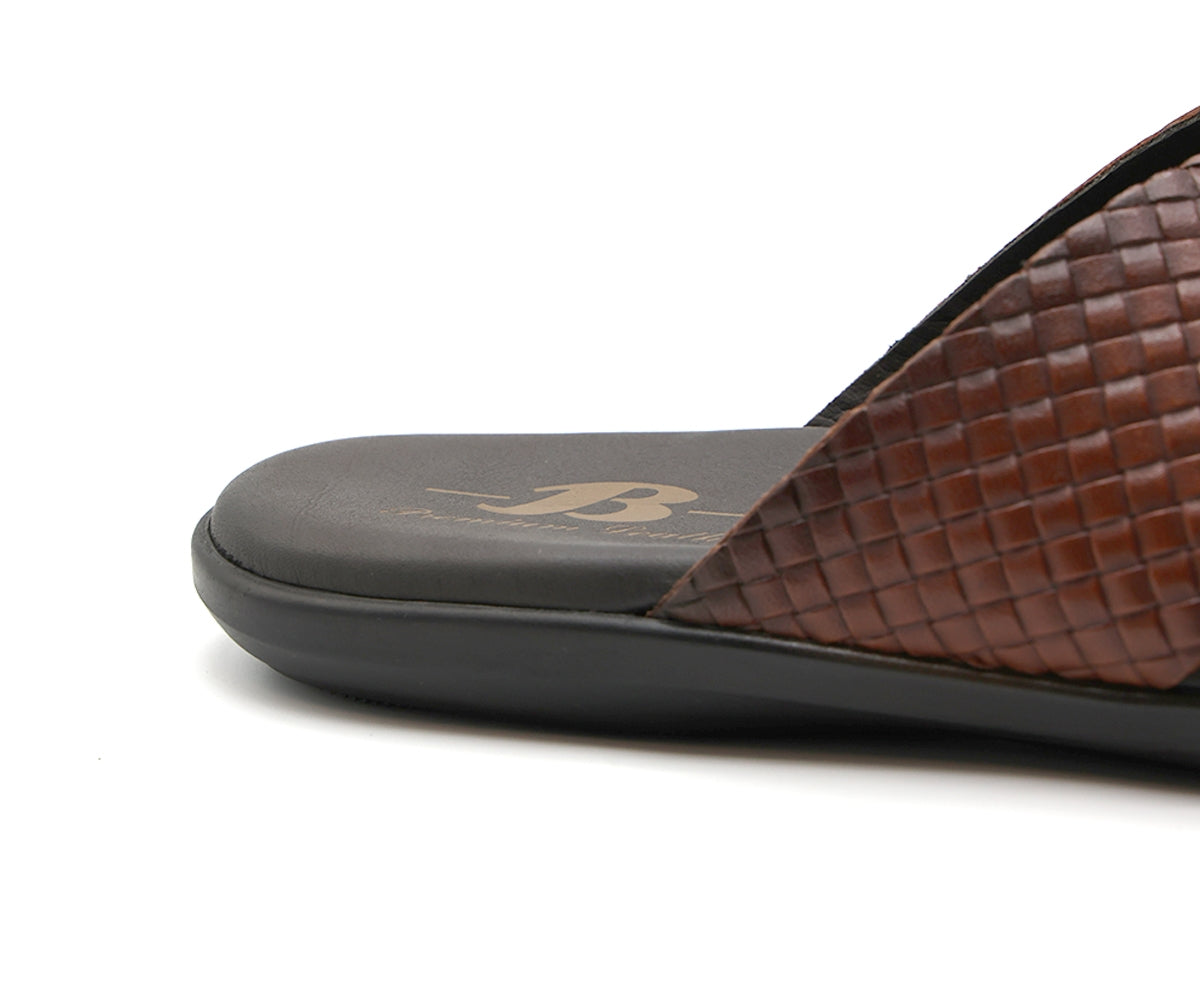 b premium brown criss cross slide