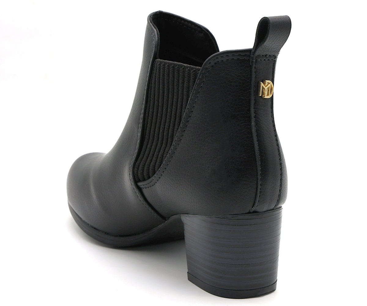 br black mid heel ankle boot