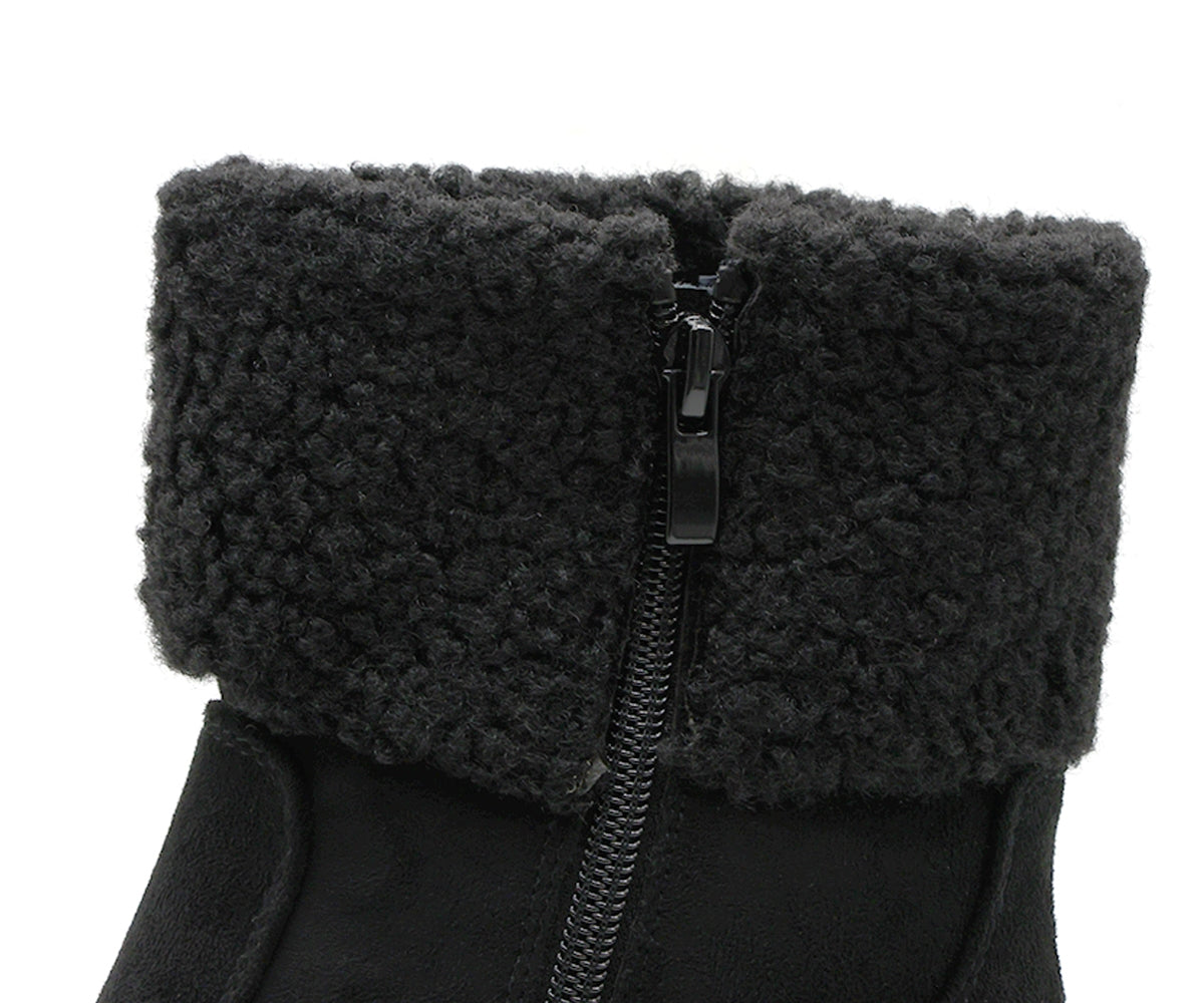 black fur topped boot