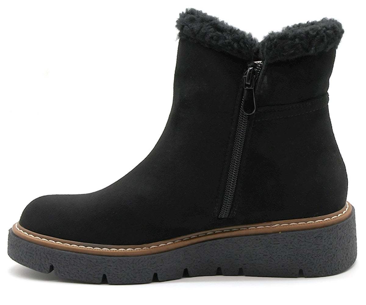 black fur trimmed boot