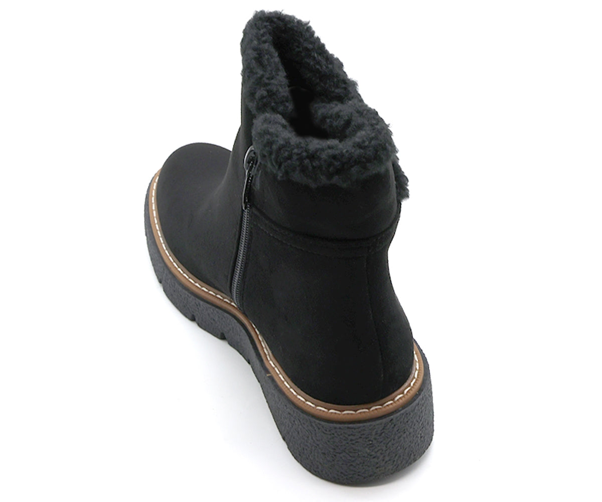 black fur trimmed boot