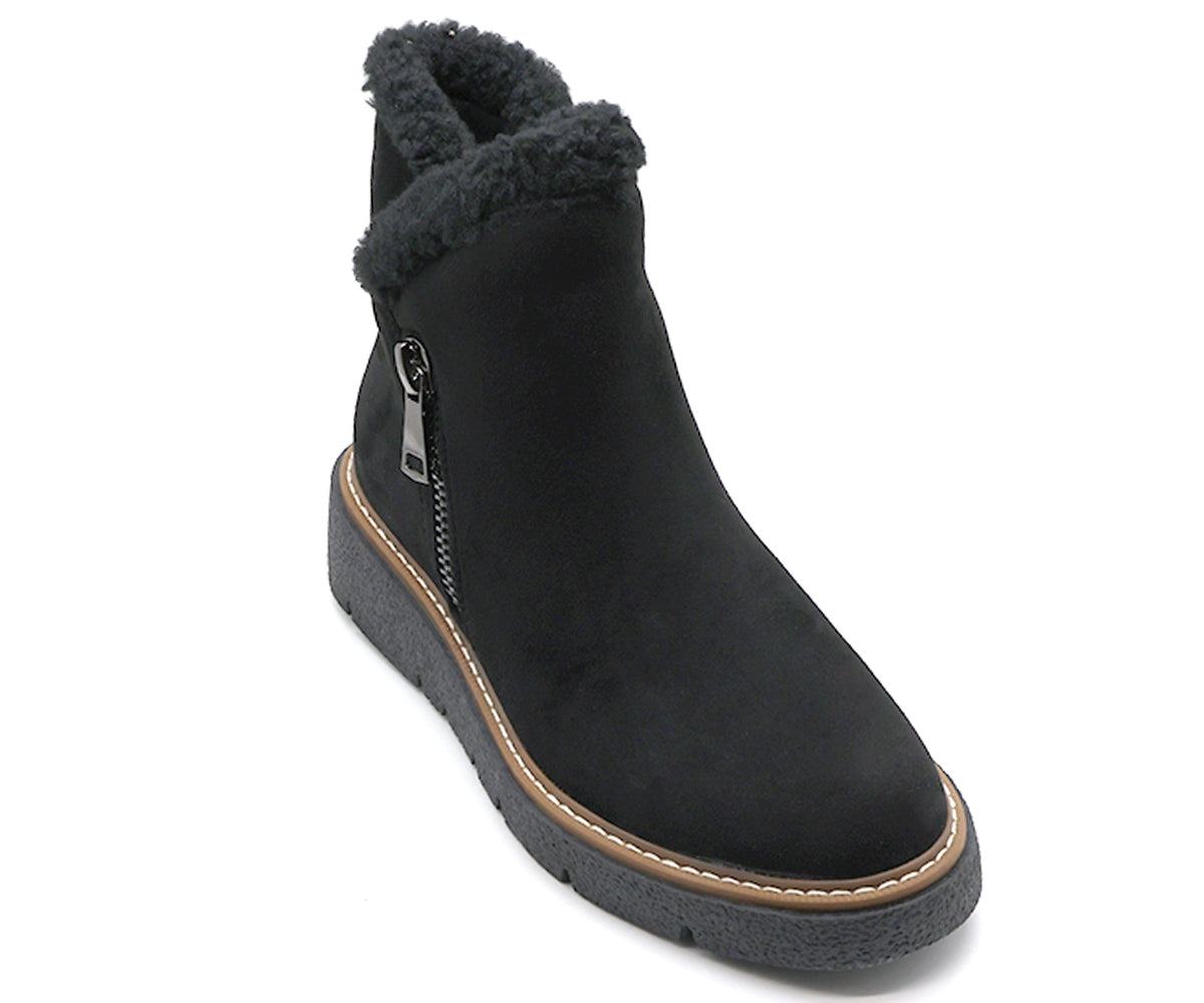 black fur trimmed boot