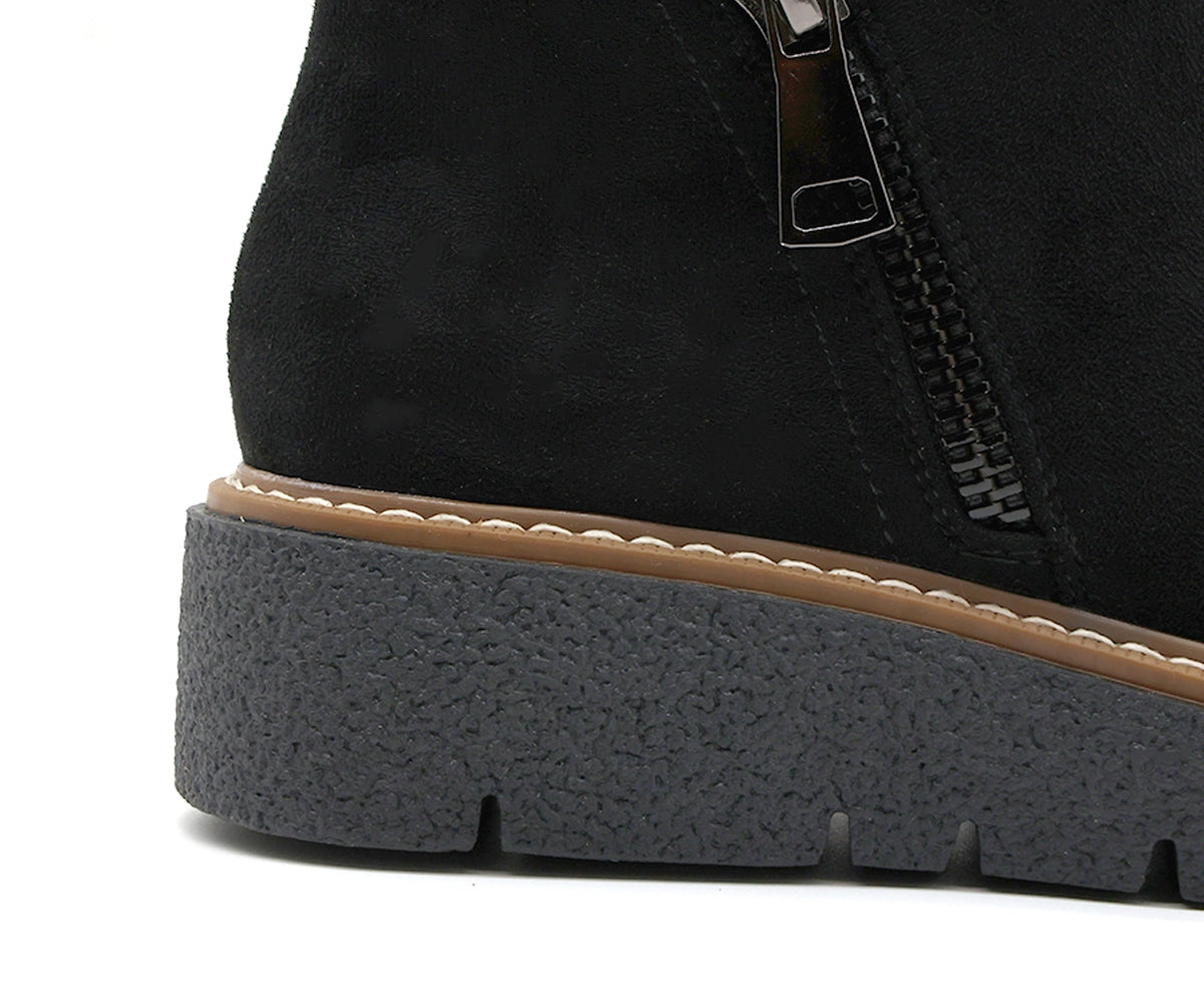 black fur trimmed boot