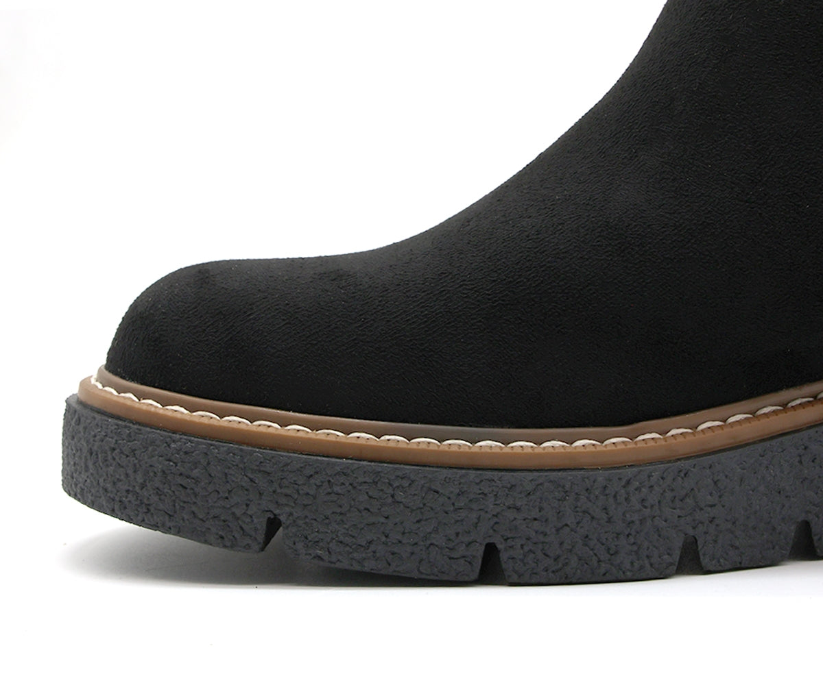 black fur trimmed boot