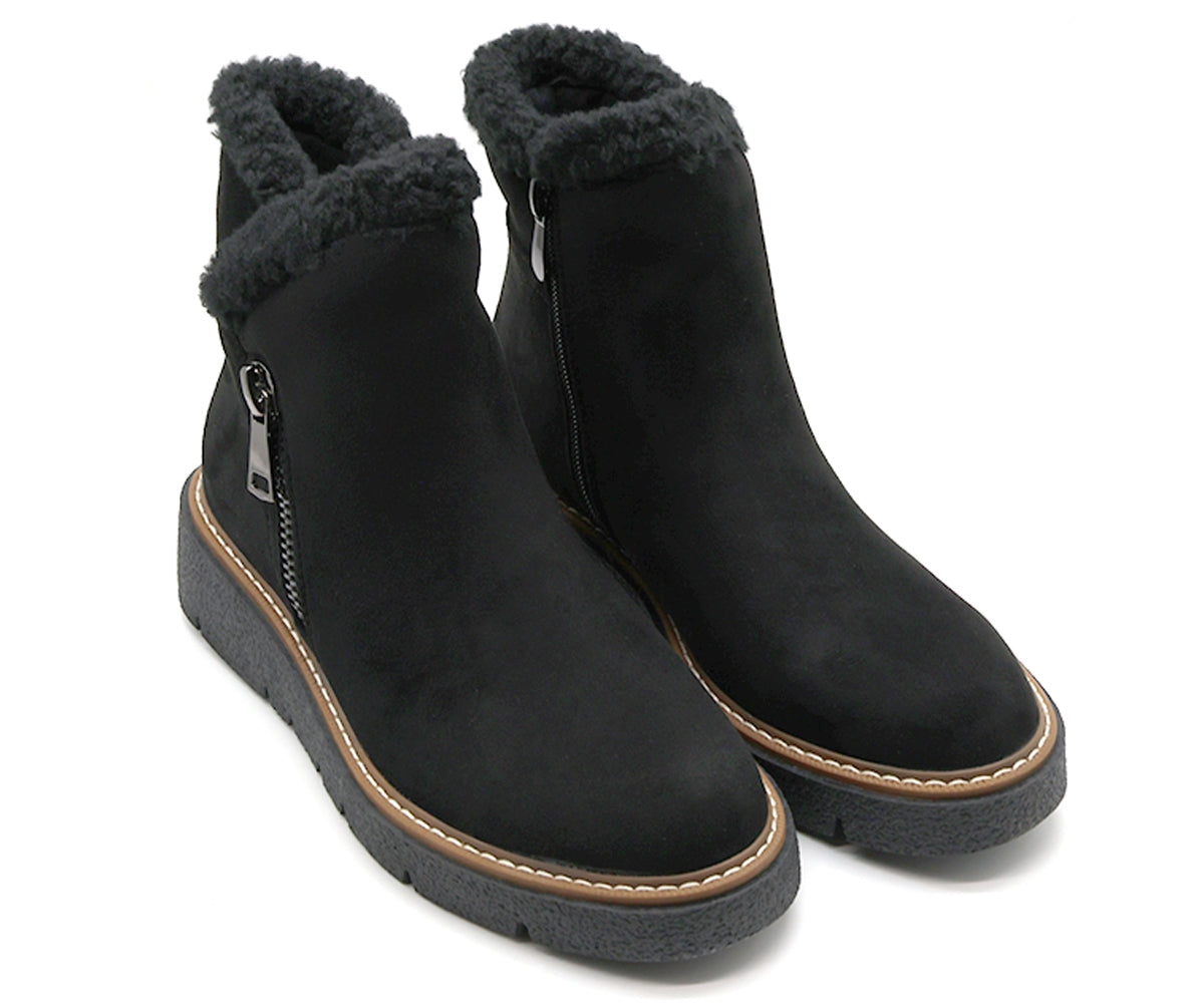 black fur trimmed boot