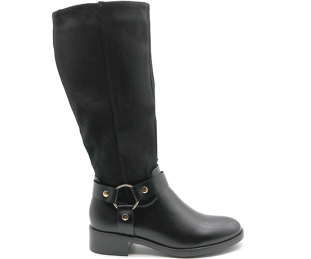 black mixed riding boot