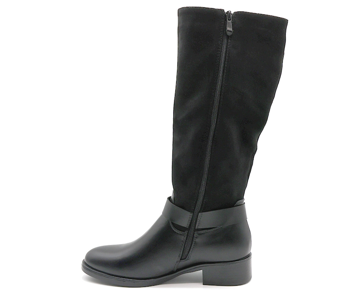 black mixed riding boot