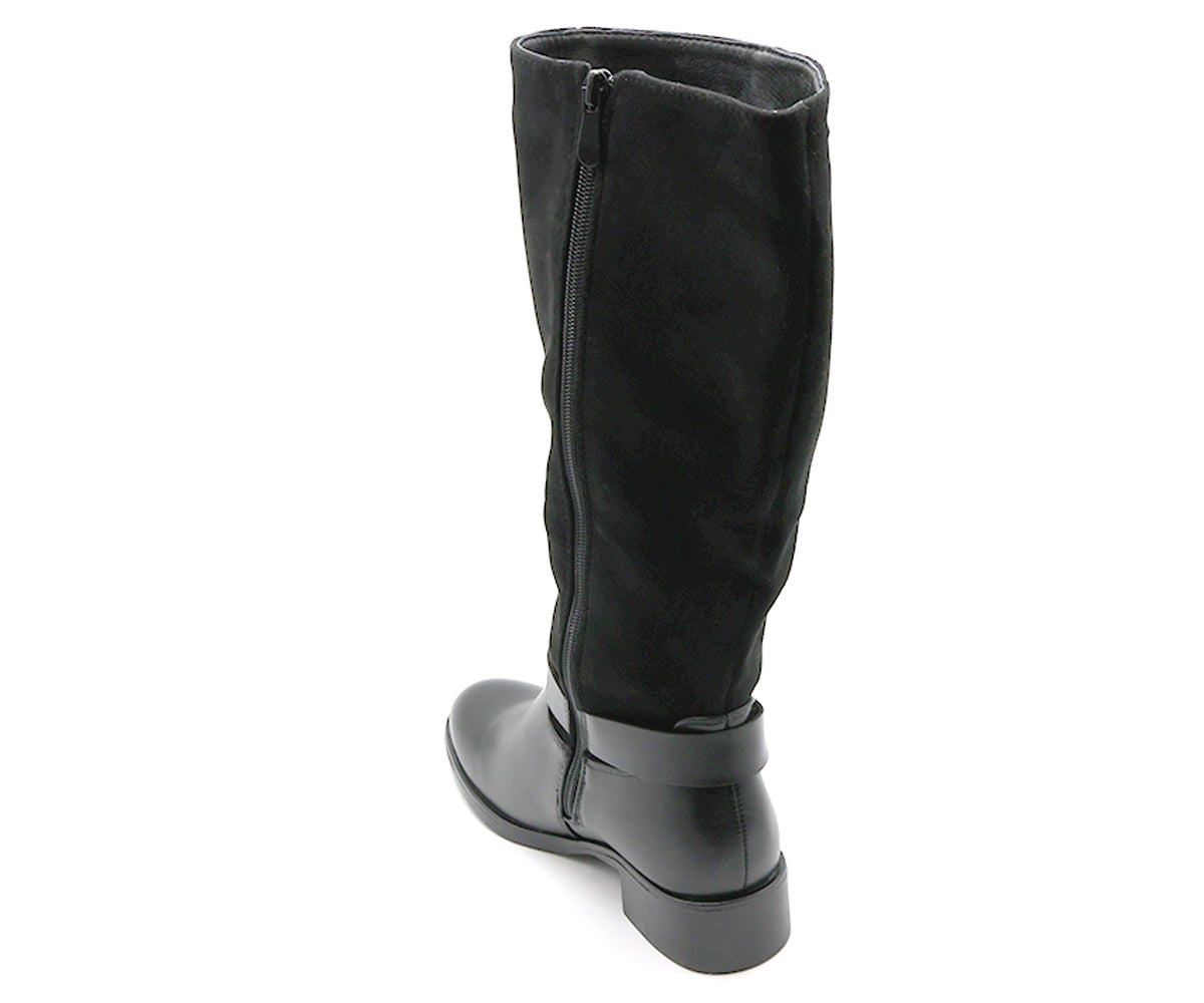 black mixed riding boot