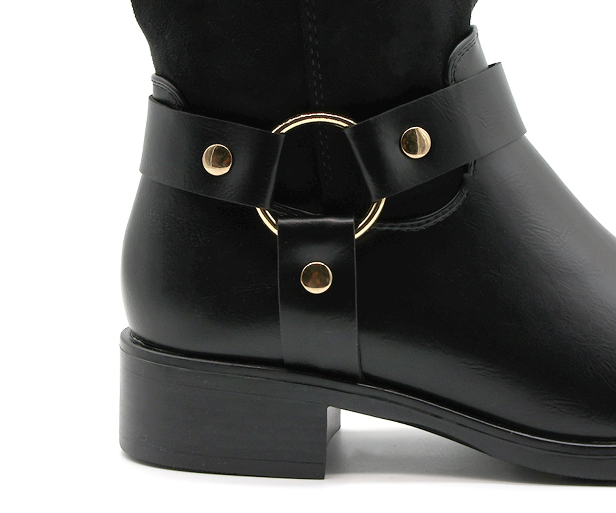 black mixed riding boot
