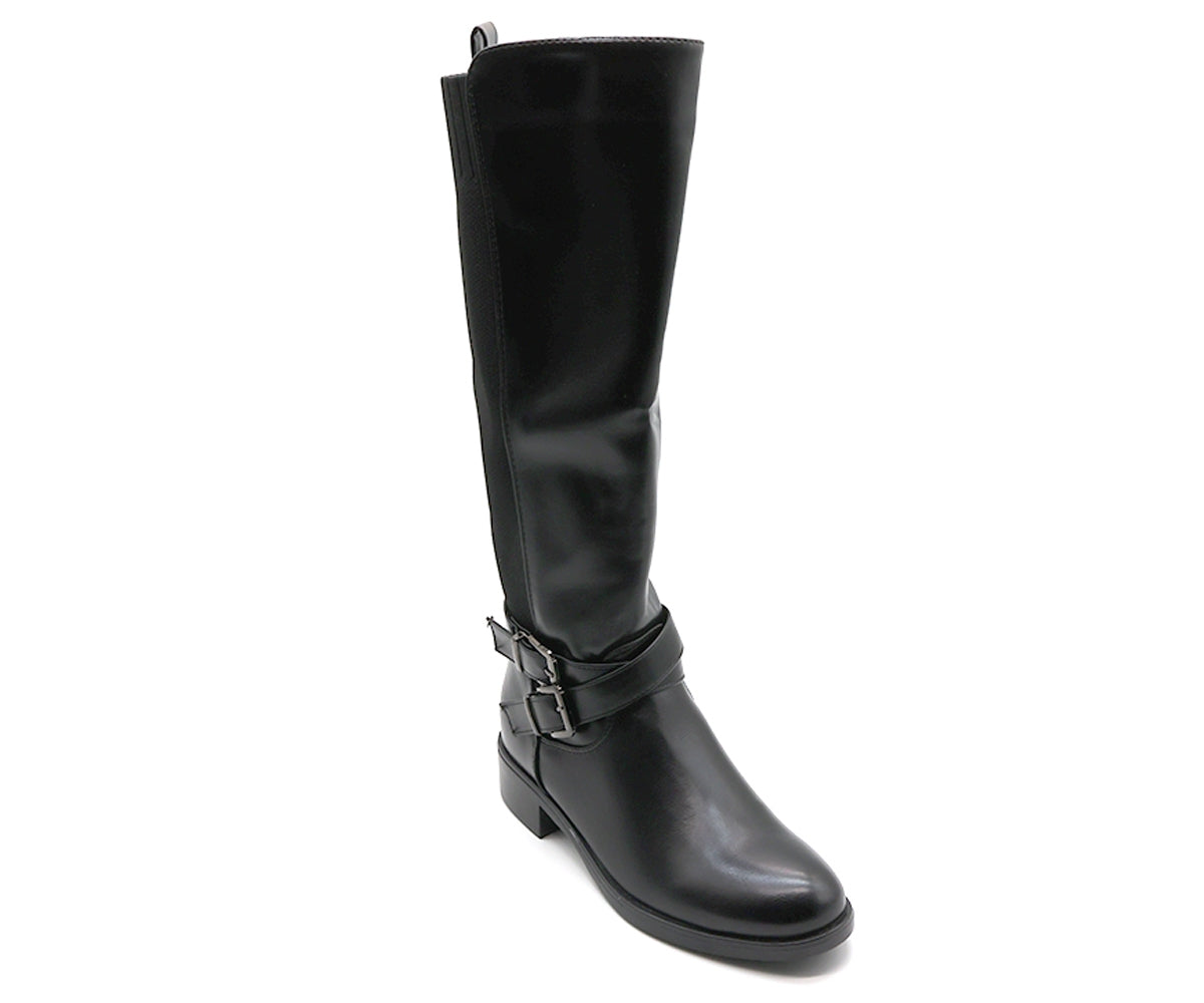 black stretch knit riding boot