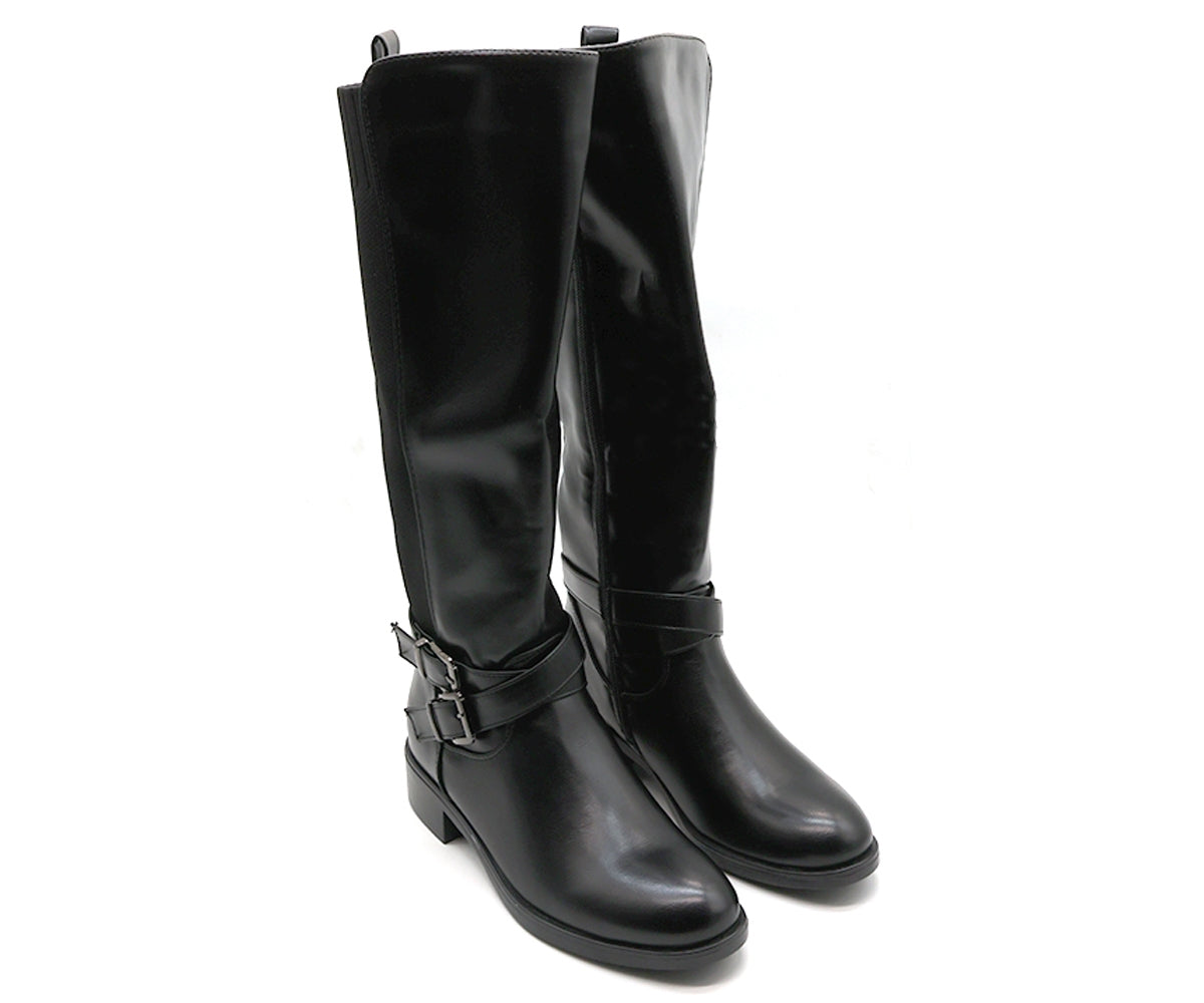 black stretch knit riding boot
