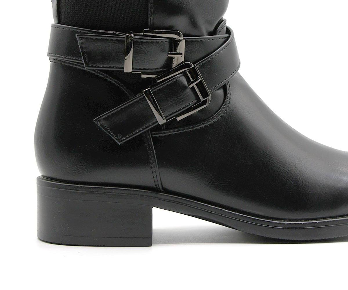 black stretch knit riding boot