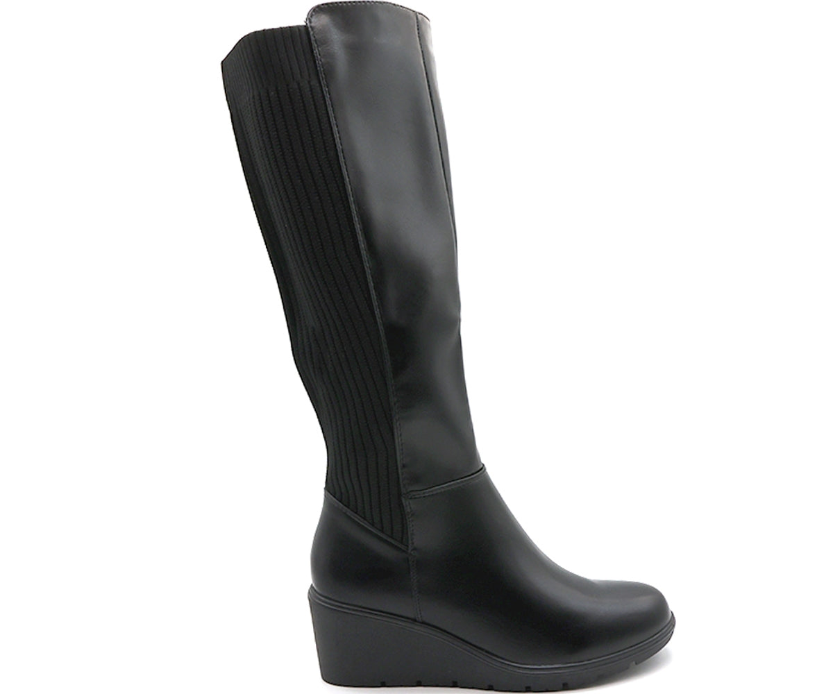 black wedge calf boot