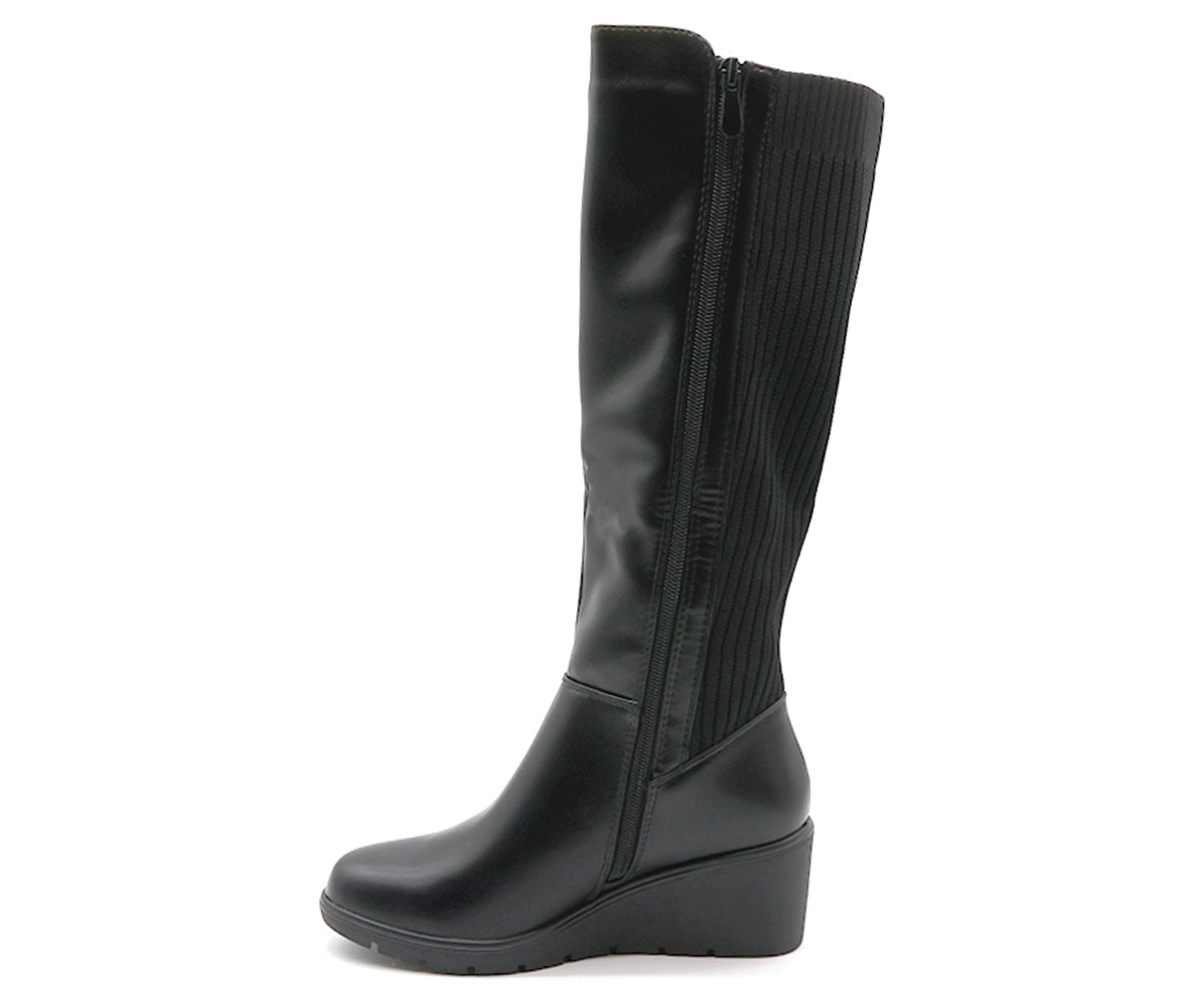 black wedge calf boot