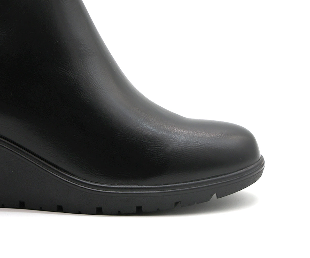 black wedge calf boot