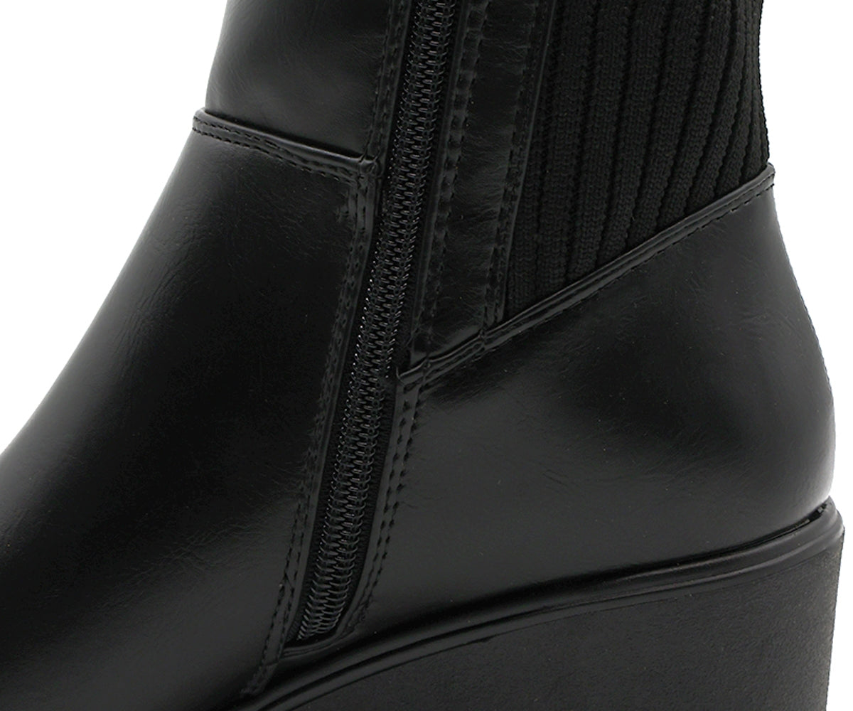 black wedge calf boot