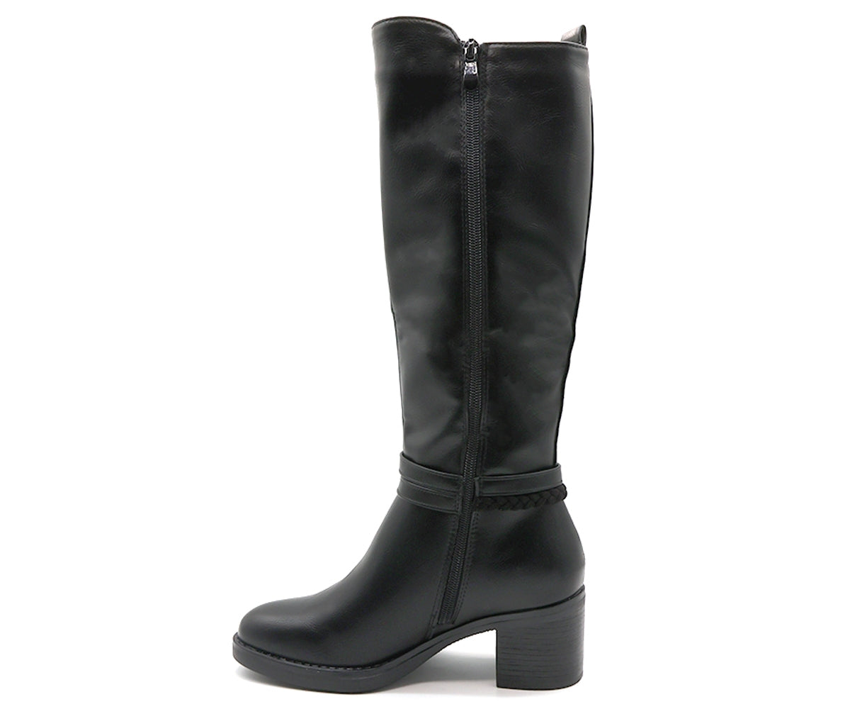 black stretch knit calf boot