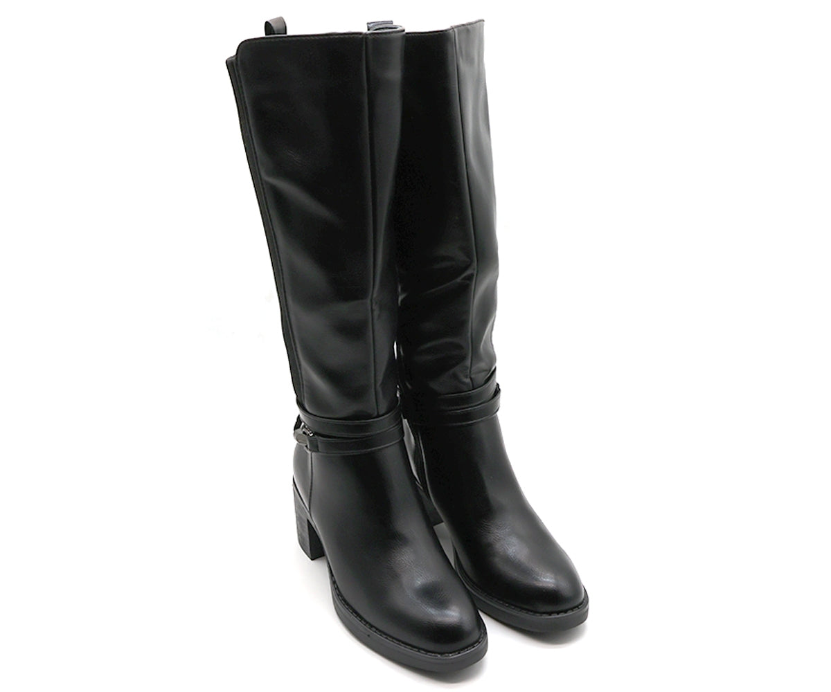 black stretch knit calf boot