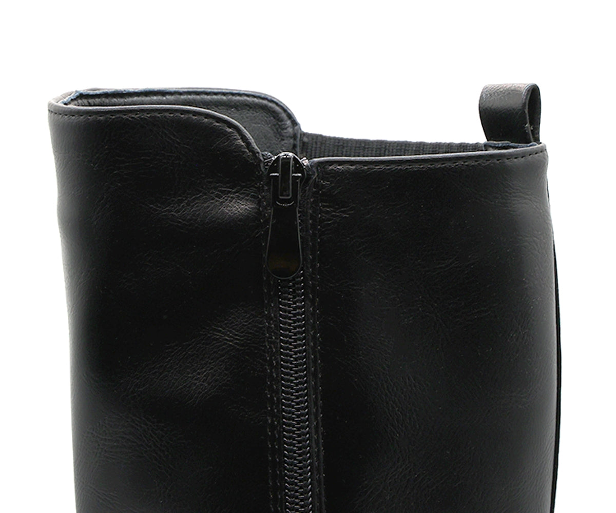 black stretch knit calf boot