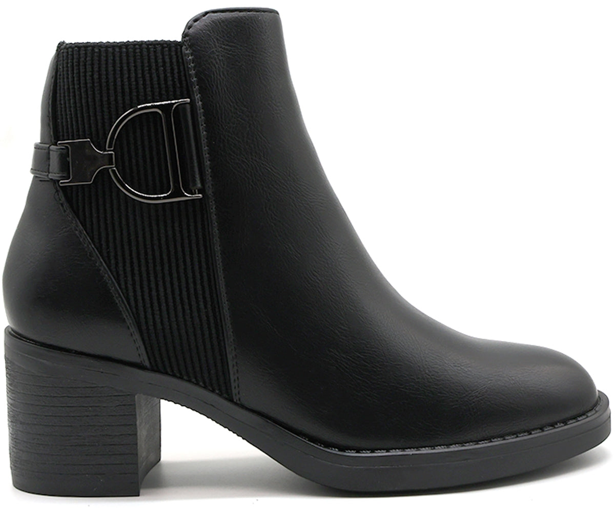 black knit panelled ankle boot