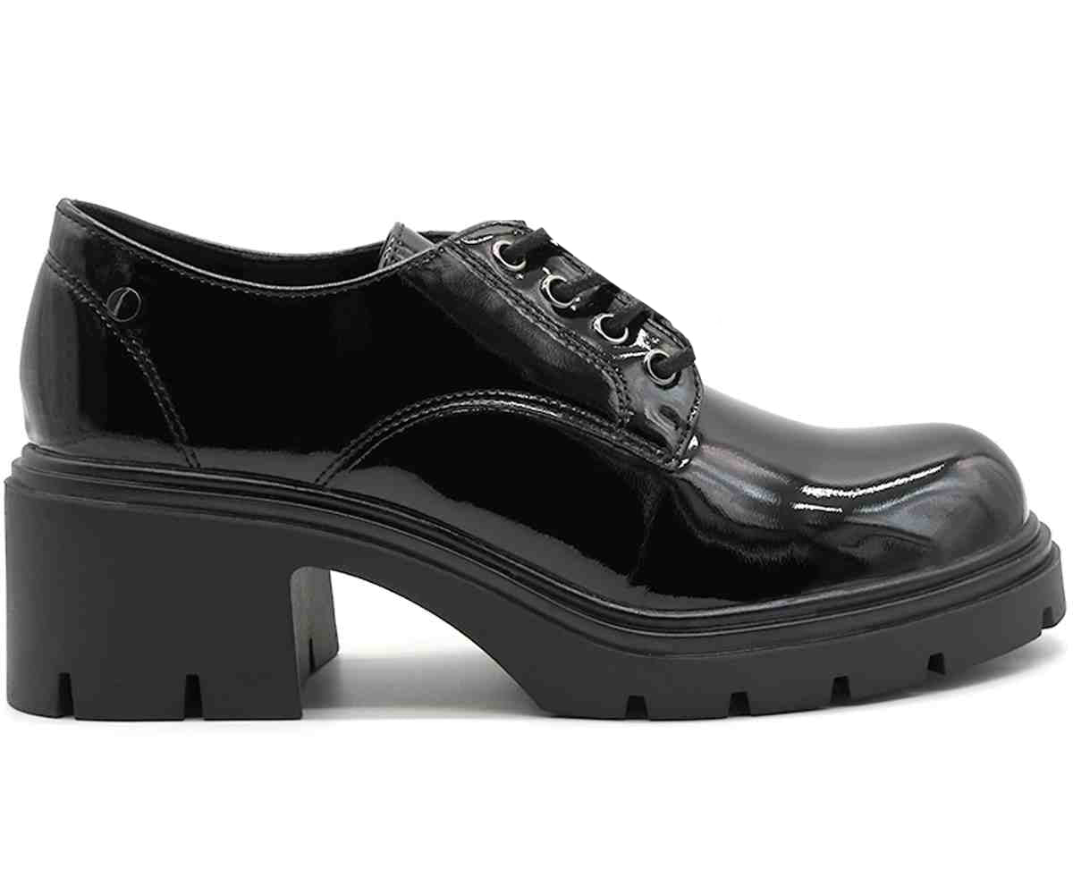 Chunky Black Patent Derby Shoe