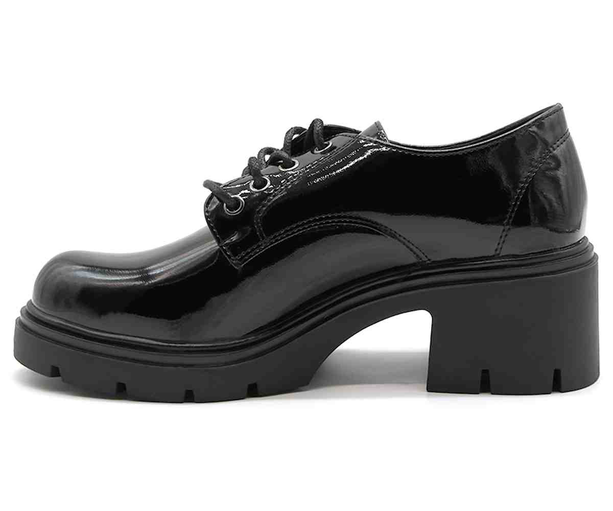 Chunky Black Patent Derby Shoe