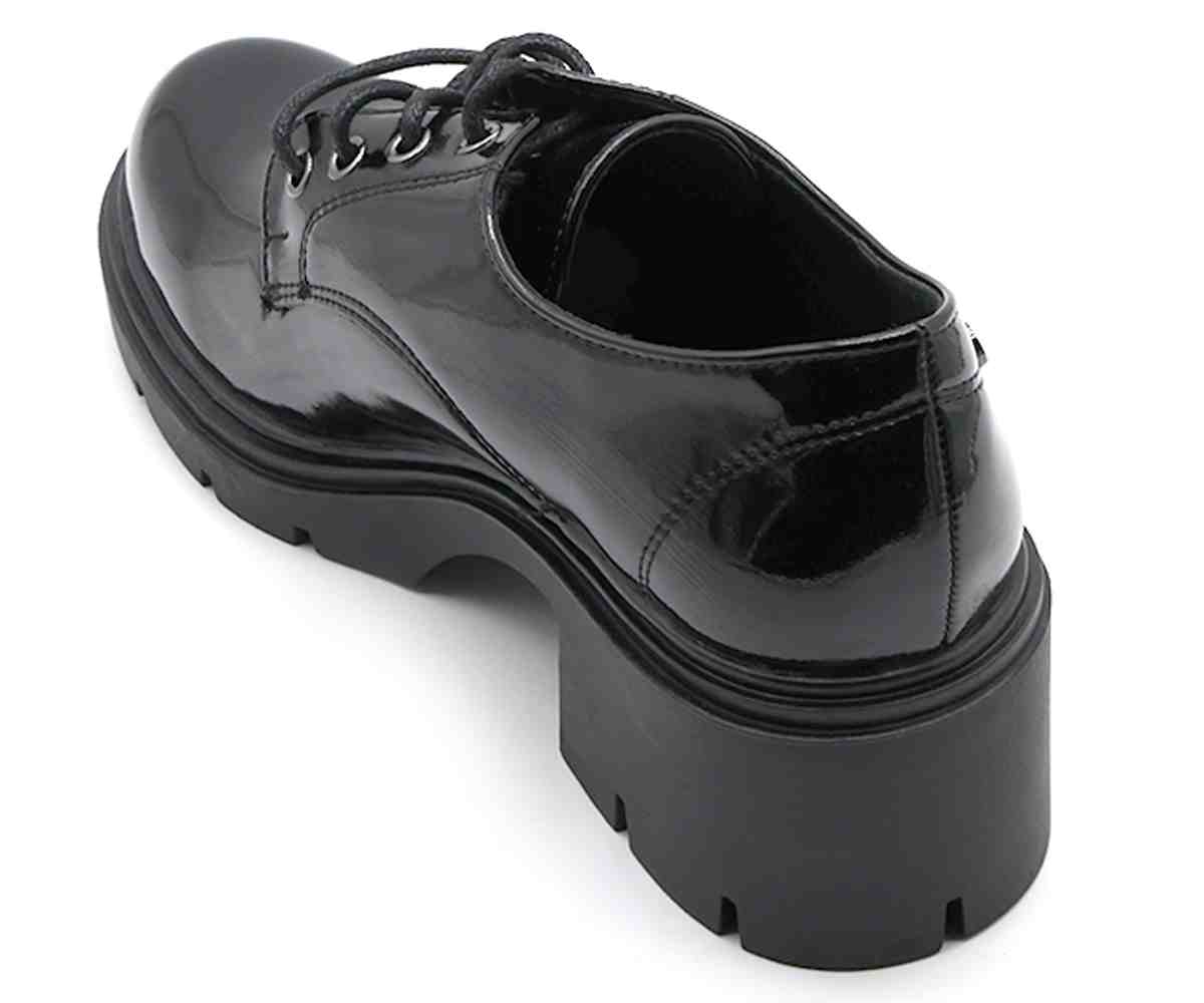 Chunky Black Patent Derby Shoe