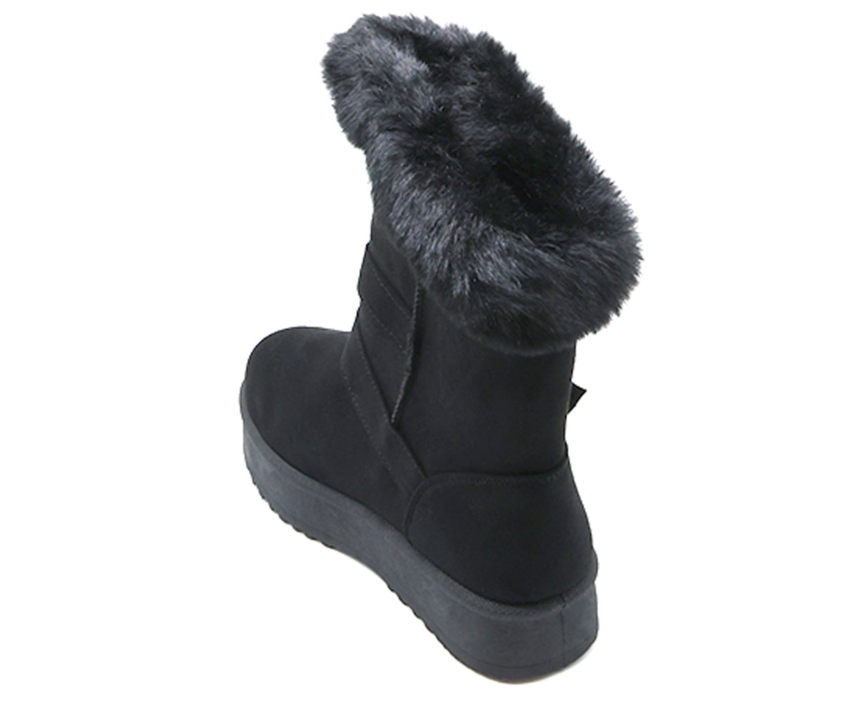 black fur-lined calf boots
