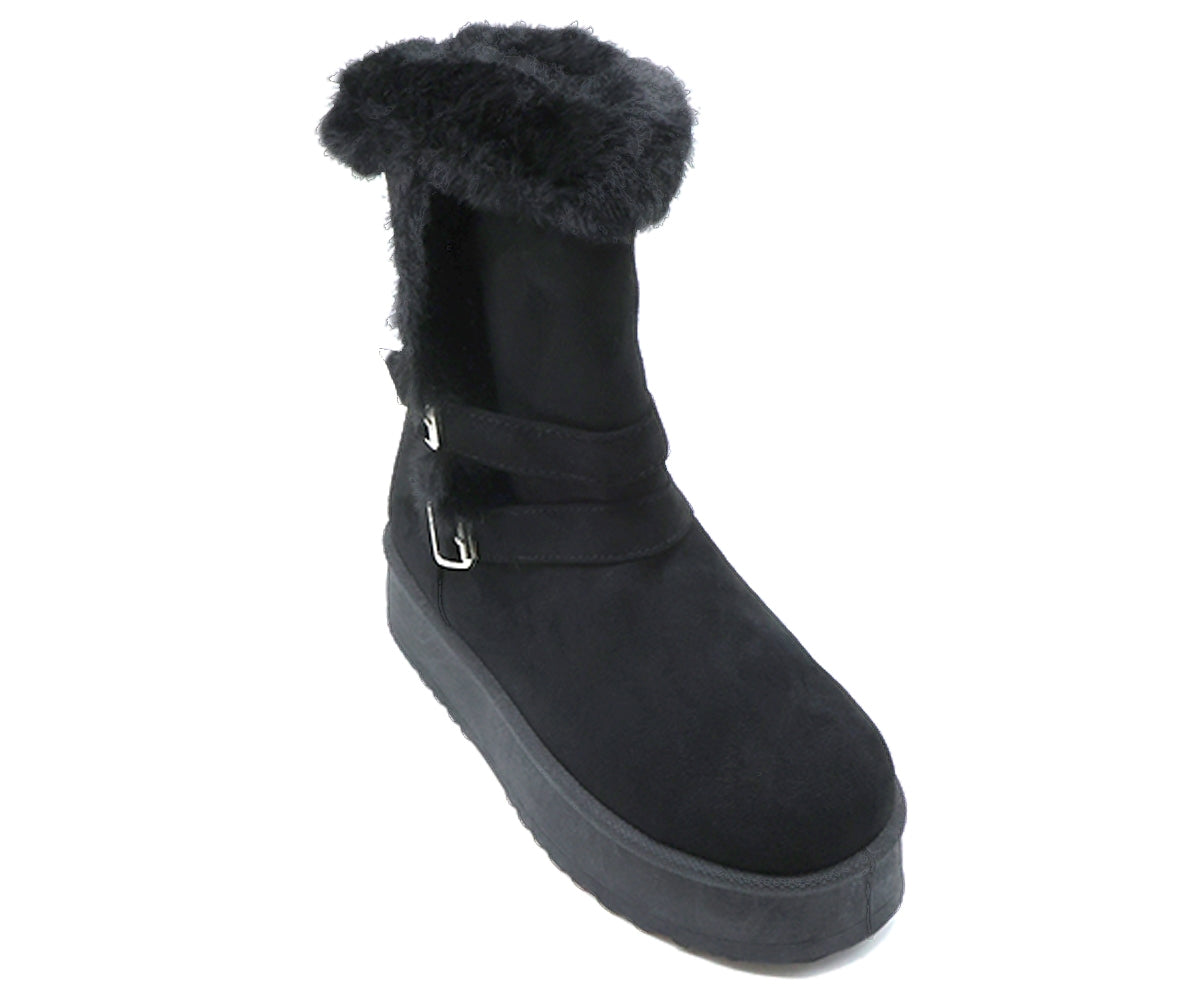 black fur-lined calf boots
